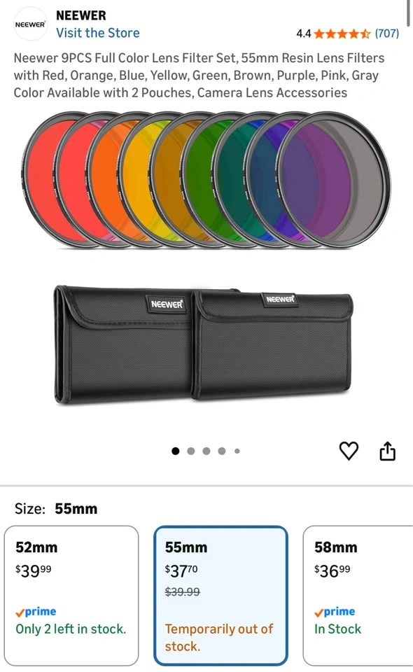 Neewer 9PCS Full Color Lens Filter Set, 52mm - photo 2