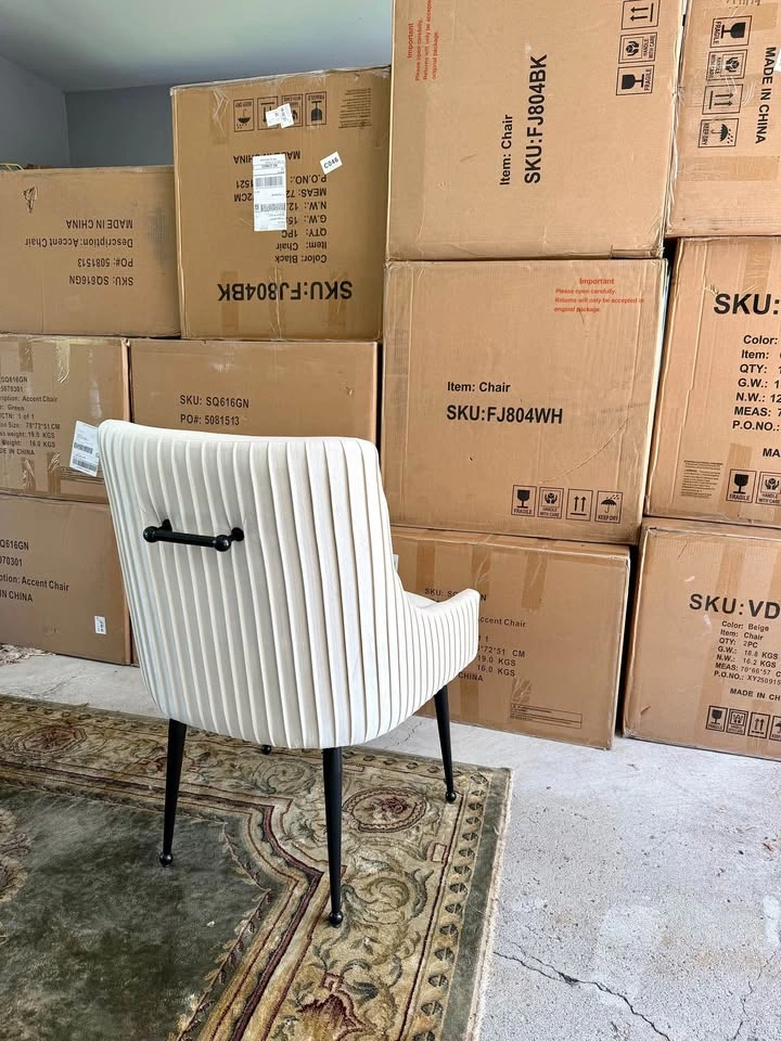 6 New Beige Pleated Accent Dining Chairs - photo 2