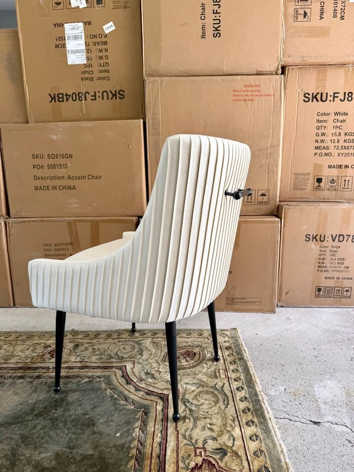 6 New Beige Pleated Accent Dining Chairs - photo 3