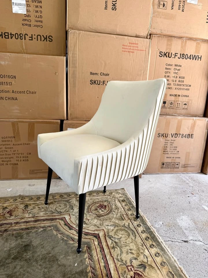 6 New Beige Pleated Accent Dining Chairs - photo 4