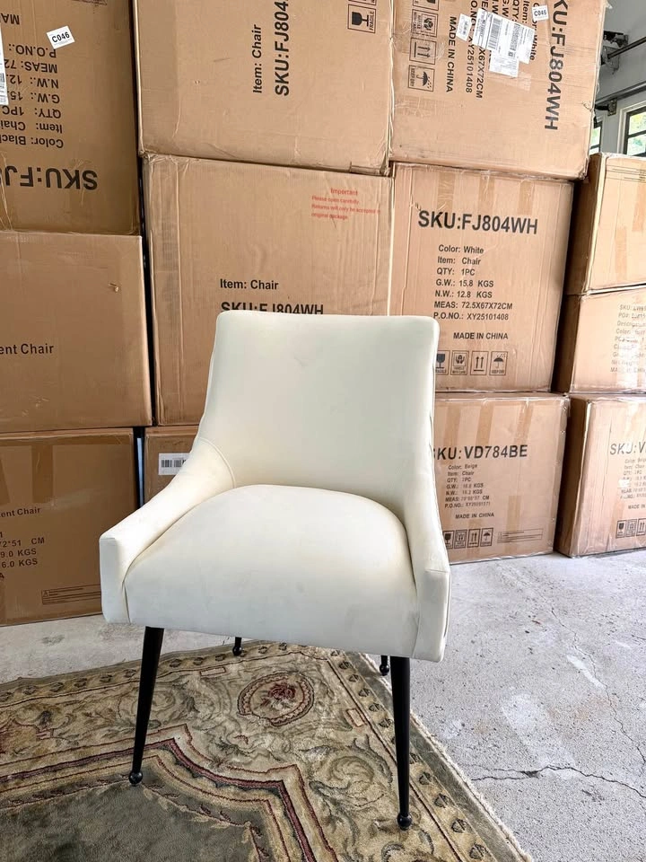 6 New Beige Pleated Accent Dining Chairs - photo 5