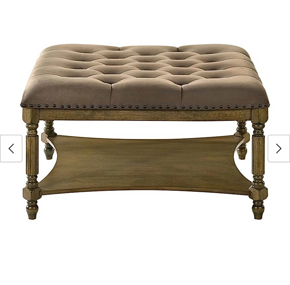 New Tufted Upholstered Ottoman Coffee Table Neutral - photo 3