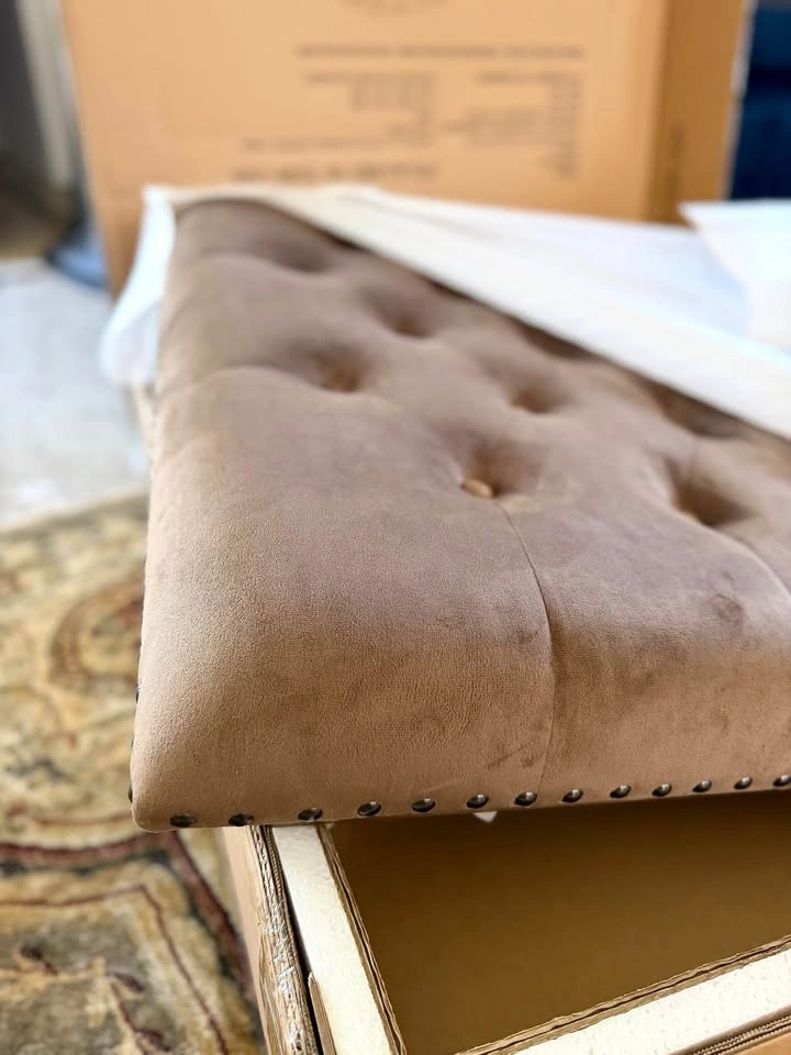 New Tufted Upholstered Ottoman Coffee Table Neutral - photo 5