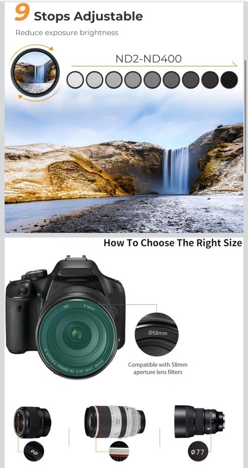 K&F Concept Variable ND2-400 Fader Filter 55mm - photo 3