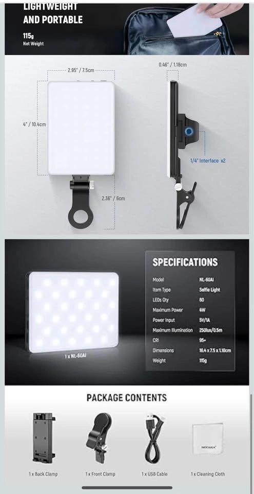 NEEWER LED Selfie Light with Phone Holder - photo 5