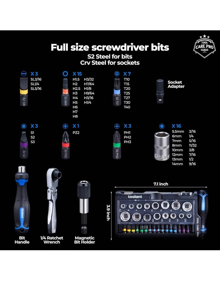 Mini Ratchet Wrench Set 52pcs with Sockets & Bits - photo 3