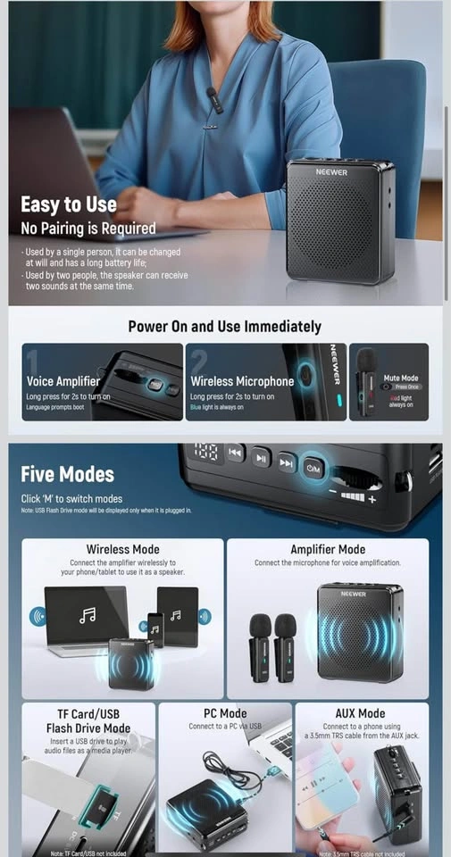 NEEWER VA02 Voice Amplifier with Wireless Mic - photo 3