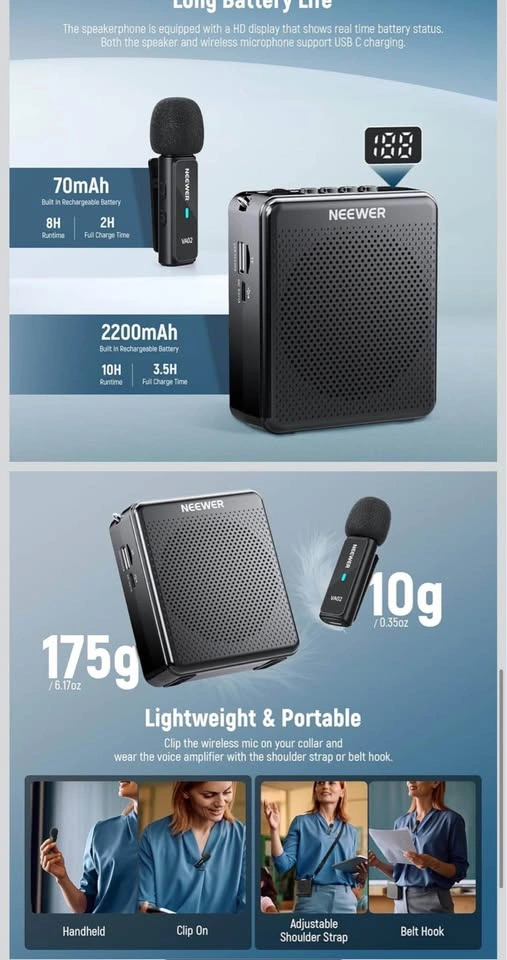 NEEWER VA02 Voice Amplifier with Wireless Mic - photo 4