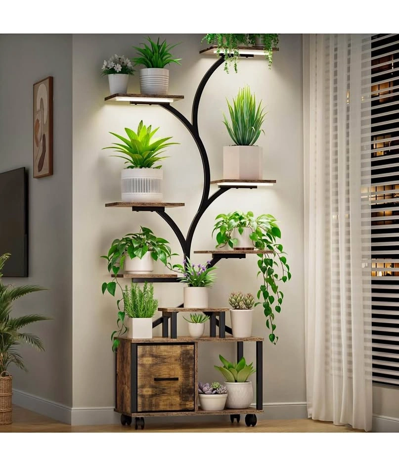 Gujiam Plant Stand with Grow Light - 9 Tiers, 65" Tall