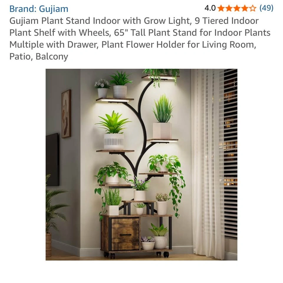 Gujiam Plant Stand with Grow Light - 9 Tiers, 65" Tall - photo 2