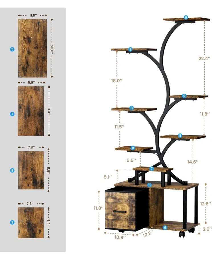 Gujiam Plant Stand with Grow Light - 9 Tiers, 65" Tall - photo 3