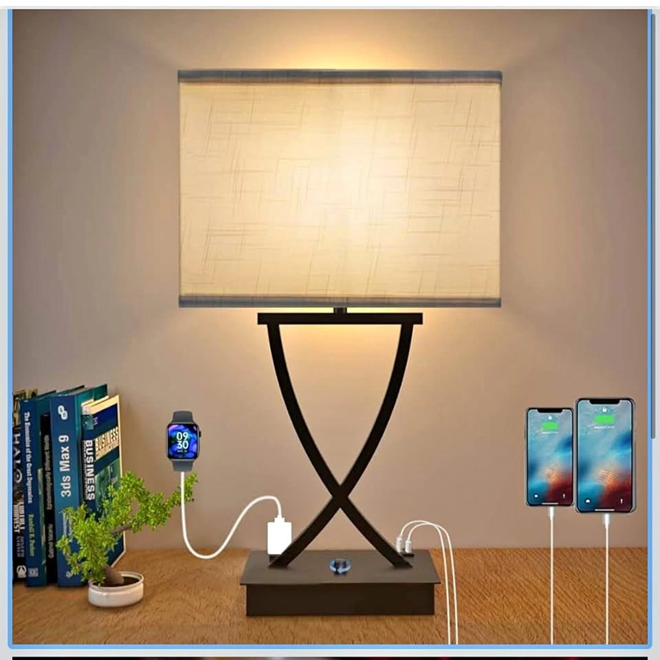 OYedis Dimmable Table Lamp w/ USB & Outlet