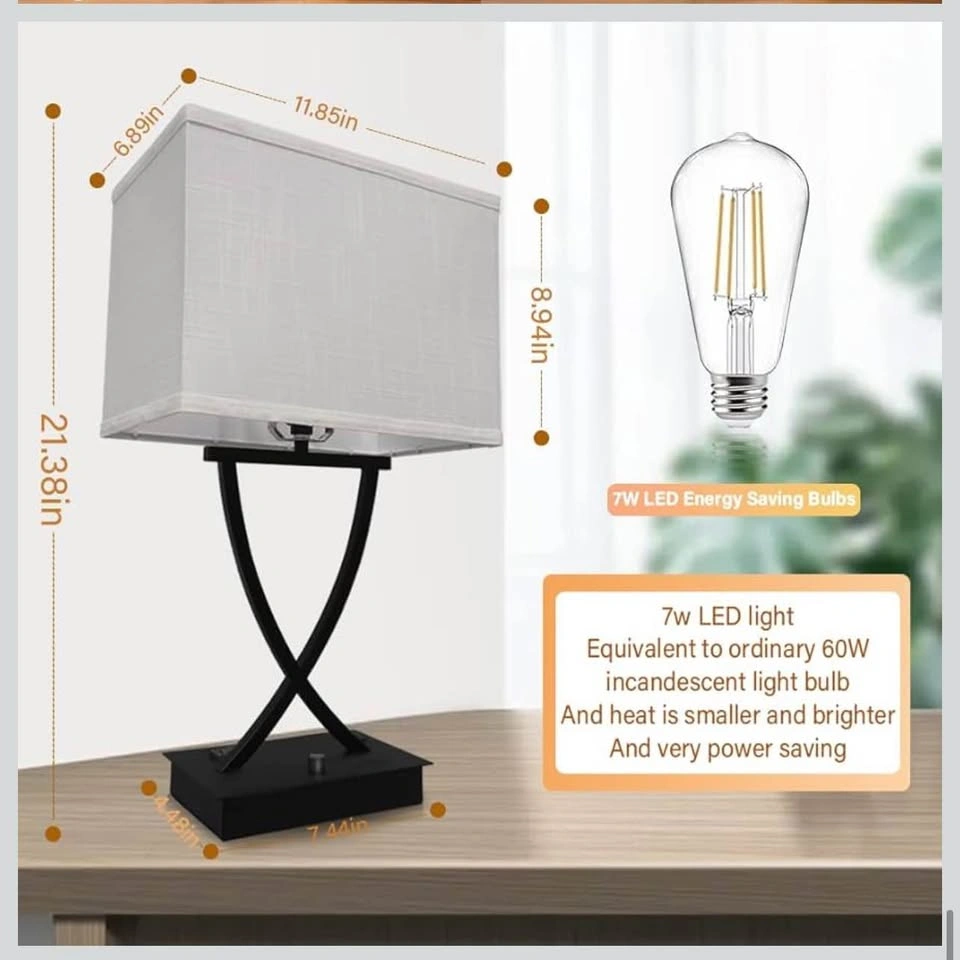 OYedis Dimmable Table Lamp w/ USB & Outlet - photo 4