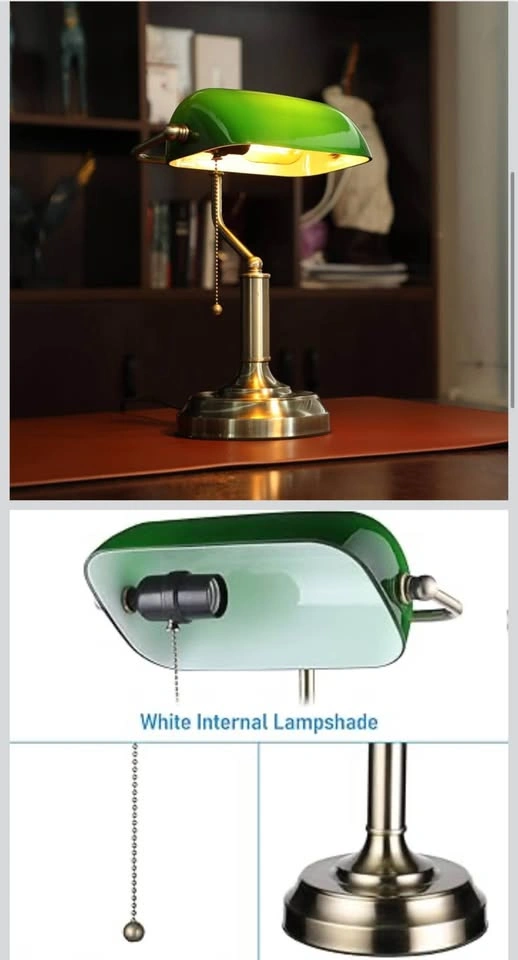 TORCHSTAR Green Glass Bankers Desk Lamp, UL Listed, Antique Desk - photo 2