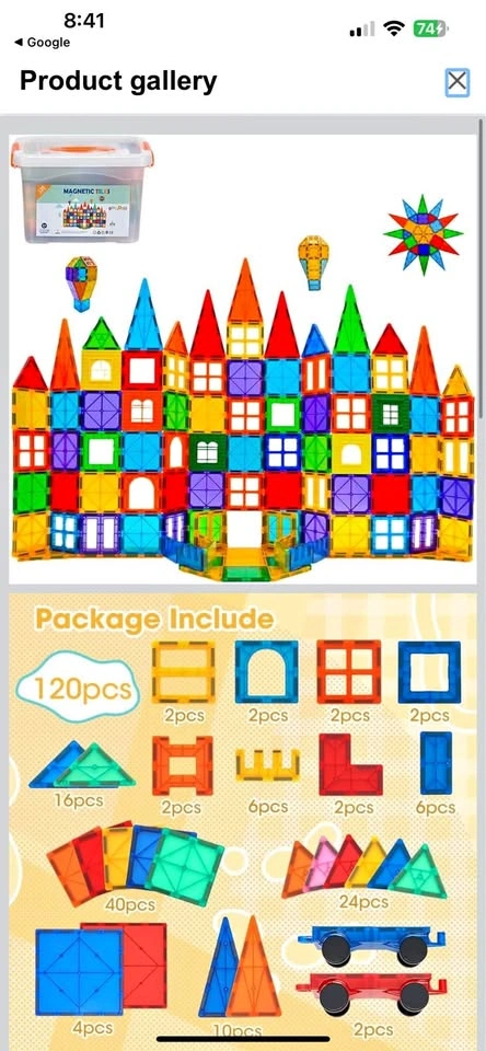 PlayPals 120PCS Magnetic Building Blocks Set