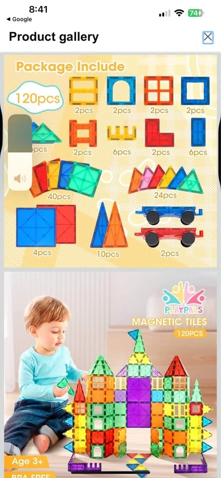 PlayPals 120PCS Magnetic Building Blocks Set - photo 2