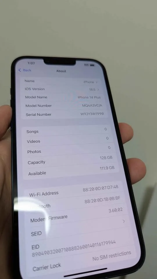 iPhone 14 Plus | 86% 🔋 | 128 GB image indicator(3)