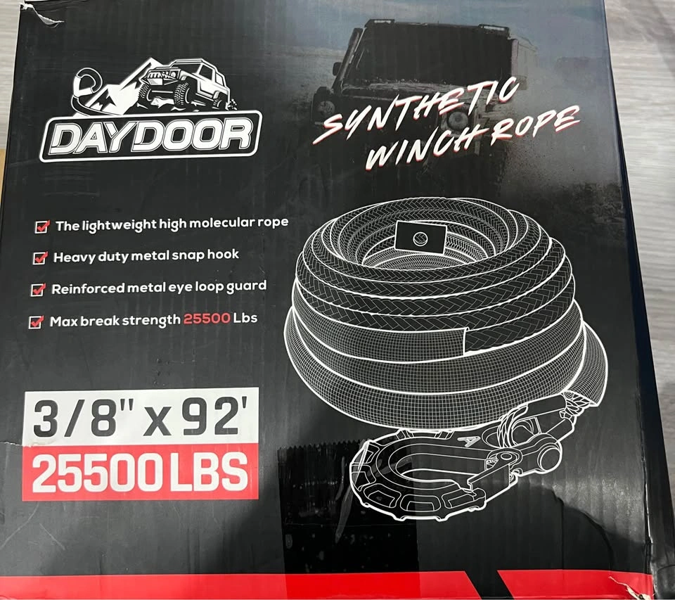 DAYDOOR Synthetic Winch Rope 3/8" x 92ft 25,500 LBS - photo 3