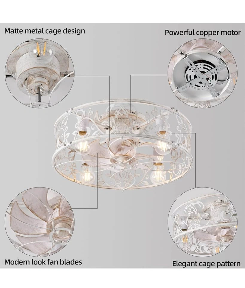 Garwarm Caged Ceiling Fan with Light - 20 Inch - photo 4