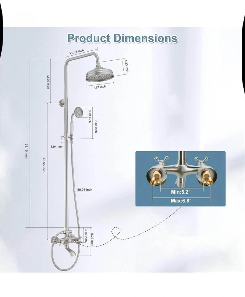 BWE Outdoor Shower Fixtures Brushed Nickel Faucet - photo 4