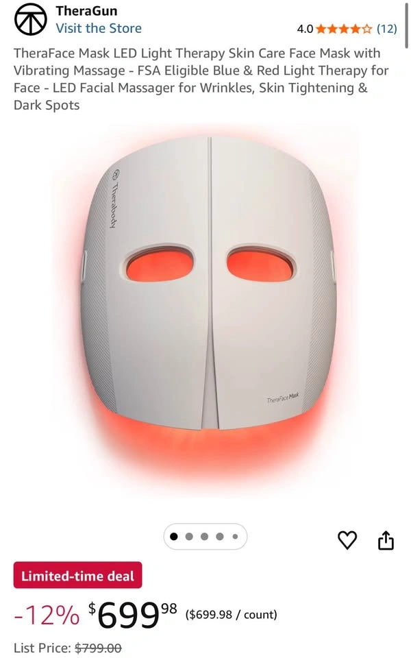 TheraFace Mask LED Light Therapy Skin Care Face Mask with Vibrat - photo 2