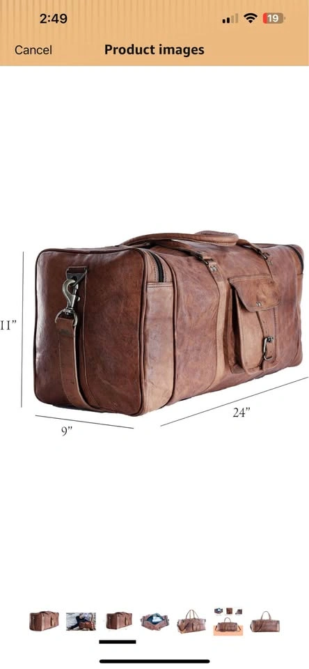 Leather Duffel Bag - 28 inch Large Travel Bag - photo 2