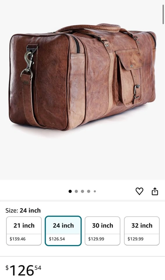 Leather Duffel Bag - 28 inch Large Travel Bag - photo 5