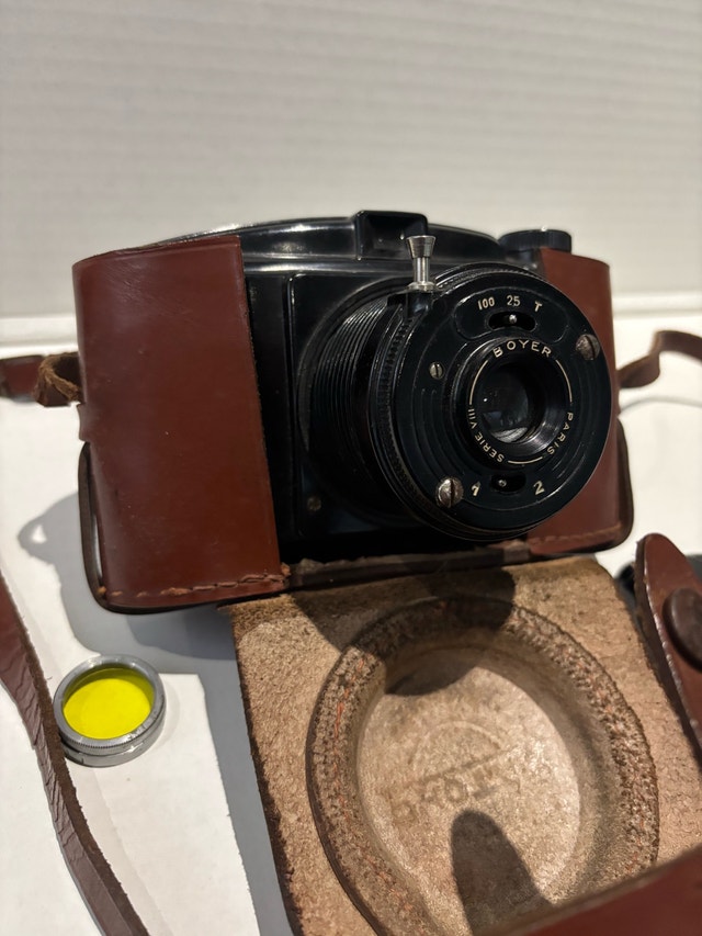 Vintage Photax Boyer Series VIII Bakelite Camera with Leather Ca - photo 3