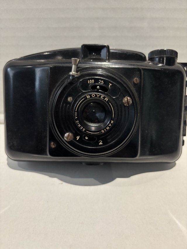 Vintage Photax Boyer Series VIII Bakelite Camera with Leather Ca - photo 4