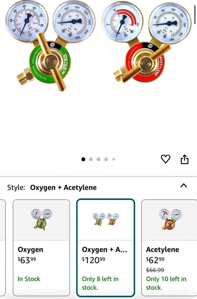 SÜA Oxygen and Acetylene Regulators Welding Gas Gauges - Pair