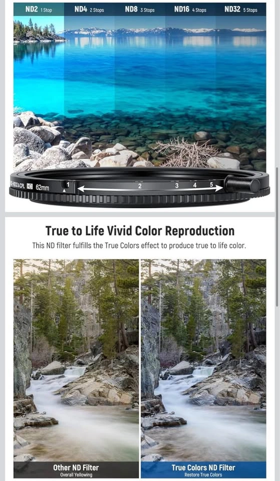 NEEWER 62mm True Colors Variable ND Filter - photo 3