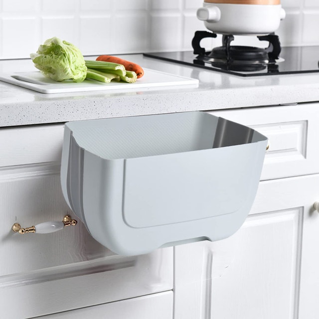 Kitasst Hanging Folding Trash Can, 3L, White & Grey - photo 2