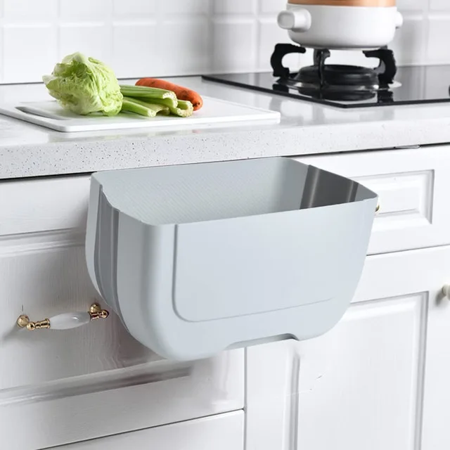 Kitasst Hanging Folding Trash Can, 3L, White & Grey - photo 2