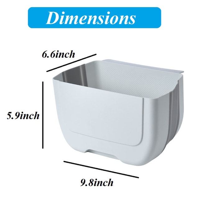 Kitasst Hanging Folding Trash Can, 3L, White & Grey - photo 5