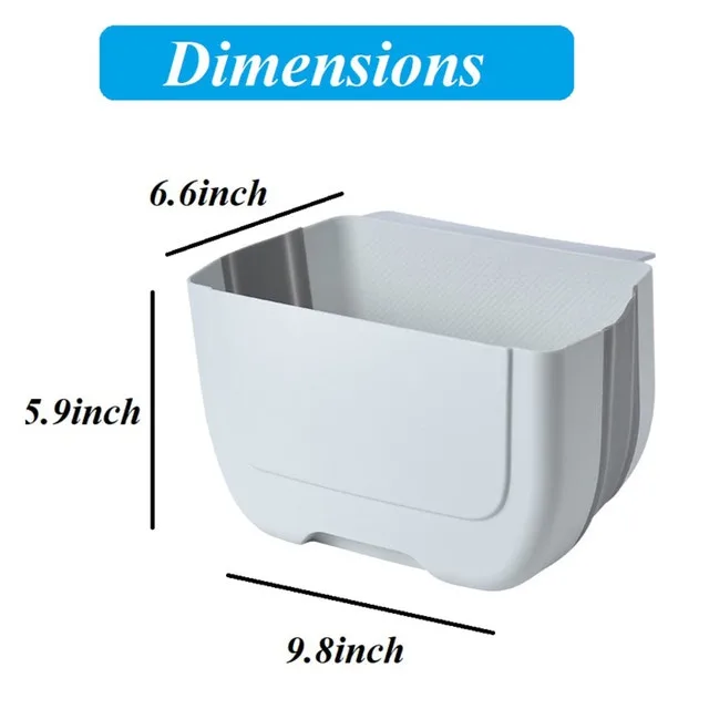 Kitasst Hanging Folding Trash Can, 3L, White & Grey - photo 5