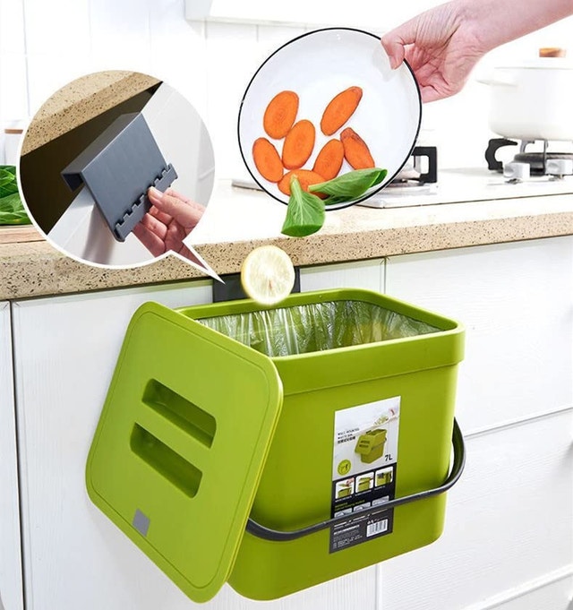 NEW Compost Bin for Kitchen, 1.8 Gallon Hanging Trash Can - photo 4