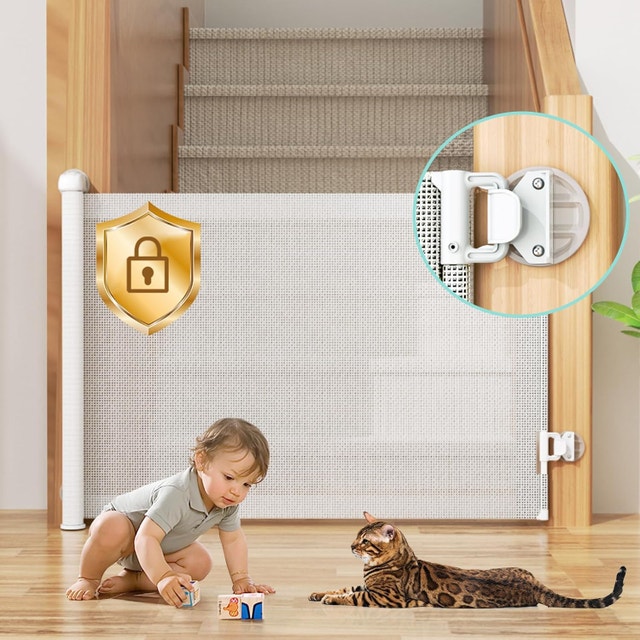 NEW Momymust White Retractable Baby Gates 33 x 55''