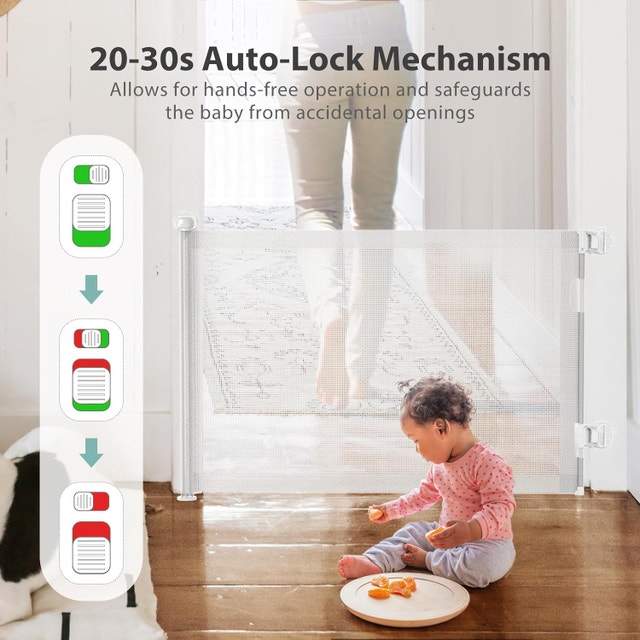 NEW Momymust White Retractable Baby Gates 33 x 55'' - photo 2