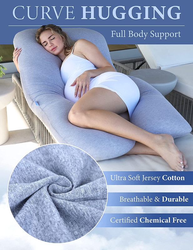 NEW 53" Grey Jersey PharMeDoc Pregnancy Pillow - photo 2