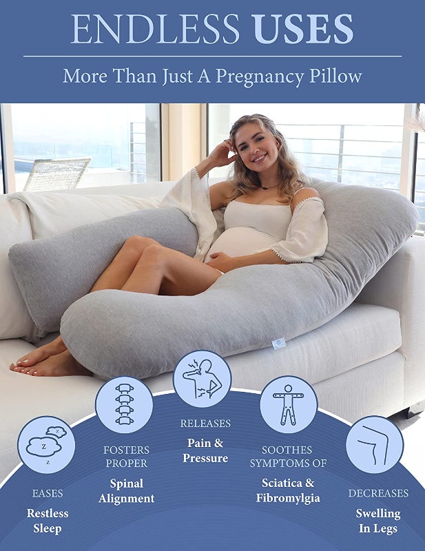 NEW 53" Grey Jersey PharMeDoc Pregnancy Pillow - photo 4