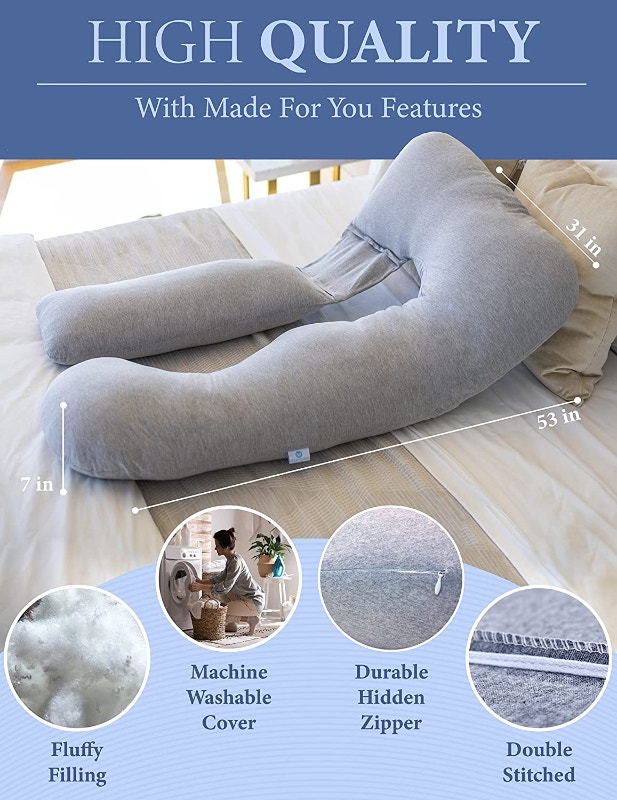 NEW 53" Grey Jersey PharMeDoc Pregnancy Pillow - photo 5