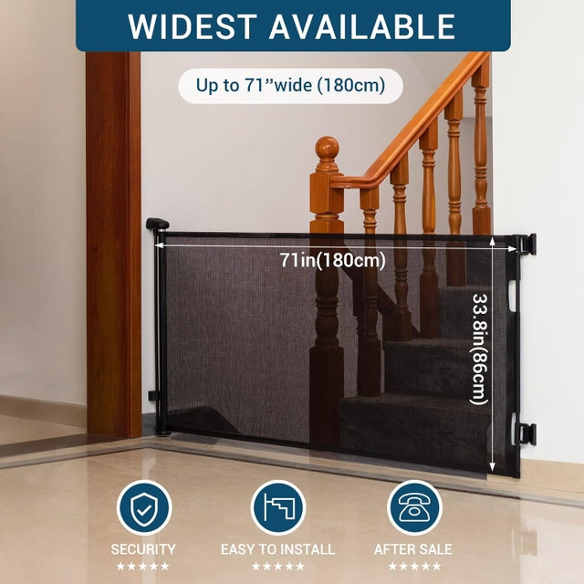NEW IDEA CASA Retractable Baby/Dog Safety Gate 33.8"x71"