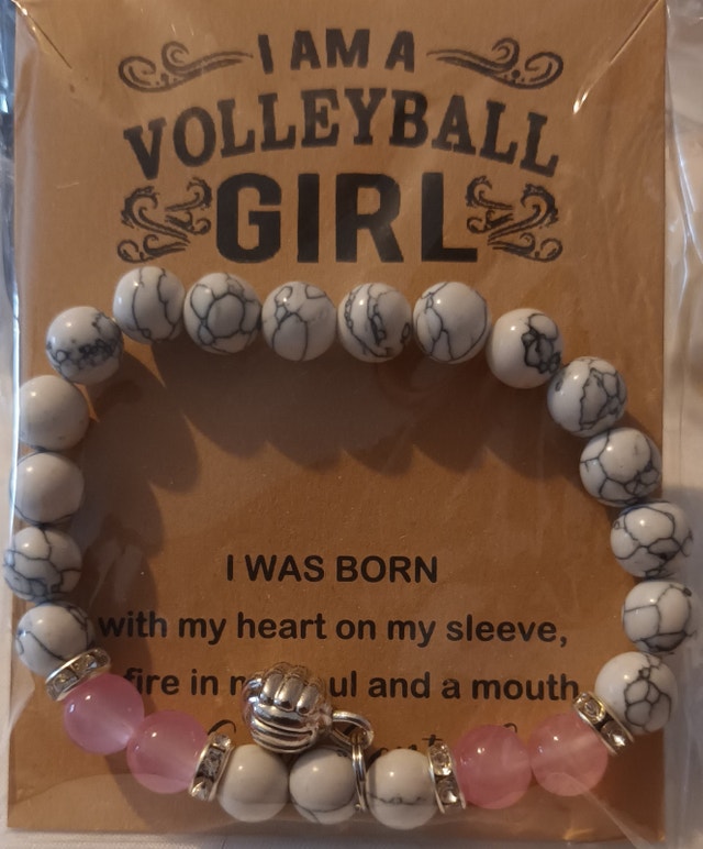 NEW Bead Bracelet I Am A Volleyball Girl Charm Jewelry Gift - photo 2