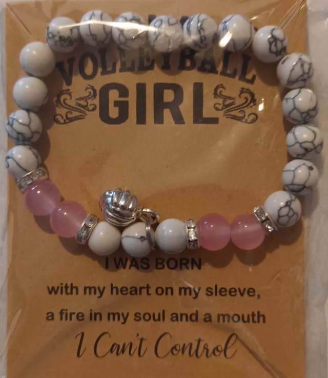 NEW Bead Bracelet I Am A Volleyball Girl Charm Jewelry Gift - photo 3