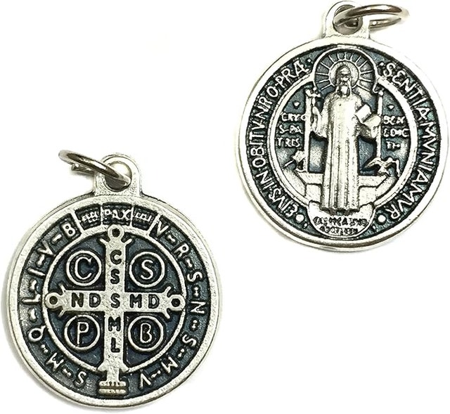 48 Saint Benedict Protection Medal Pendants - Silver Tone