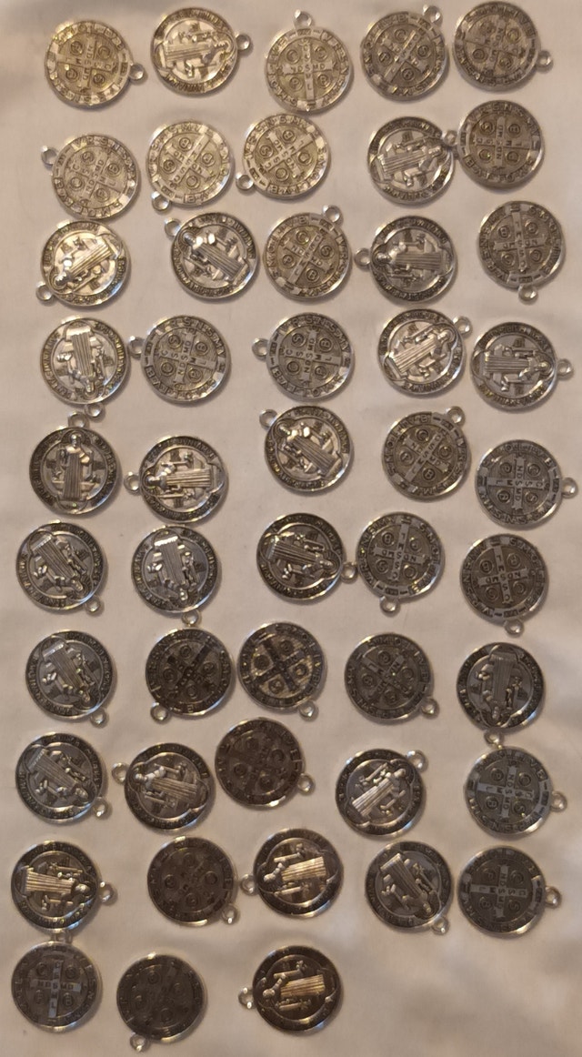 48 Saint Benedict Protection Medal Pendants - Silver Tone - photo 3