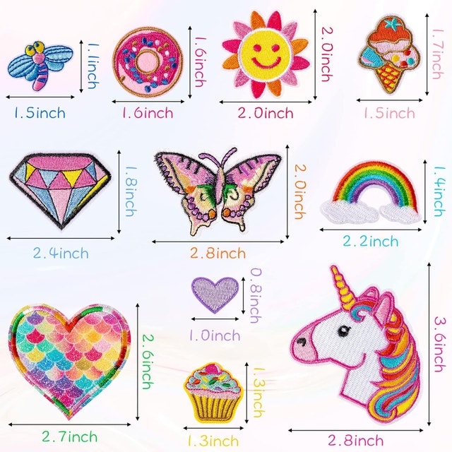 NEW 30Pcs Iron on Patches, Colorful Knee Patches Fashion Girl Em - photo 3