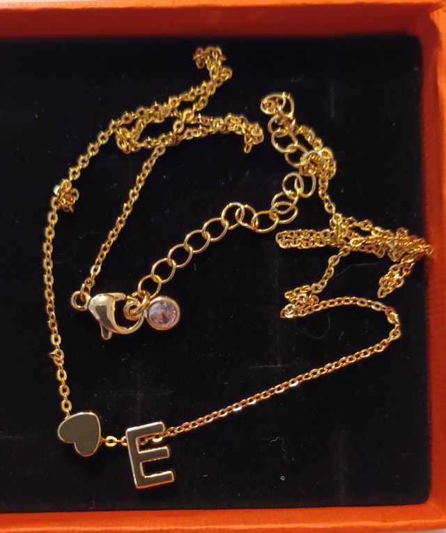 NEW ECOMY Dainty Initial E Necklace 14K Gold Plated Heart