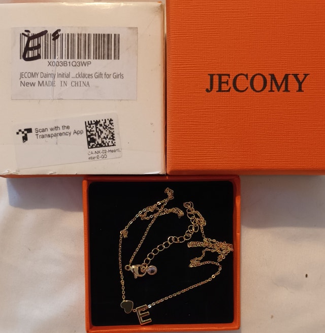 NEW ECOMY Dainty Initial E Necklace 14K Gold Plated Heart - photo 2