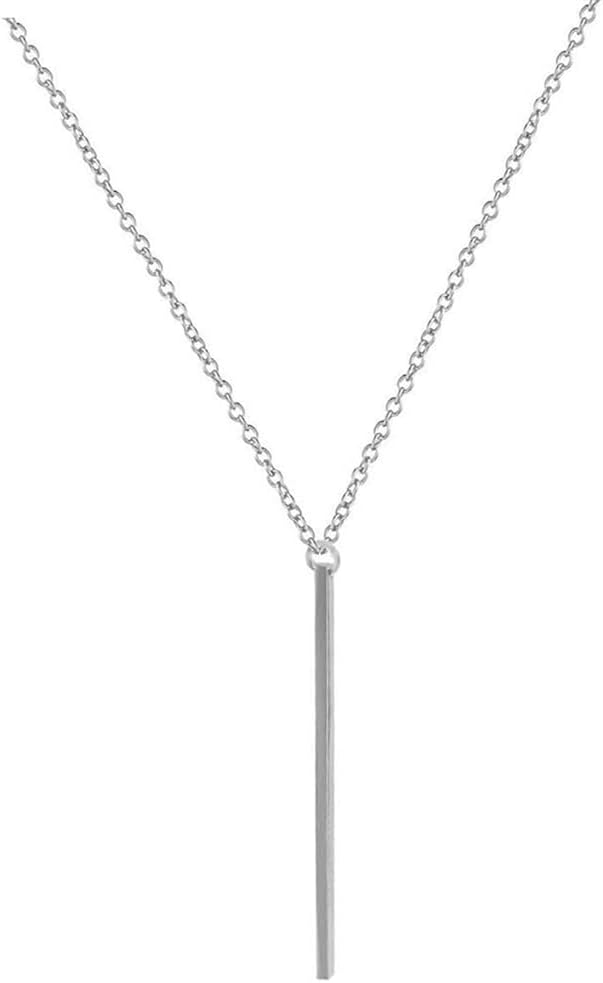 NEW LittleB Vertical Bar Pendant Necklace Silver